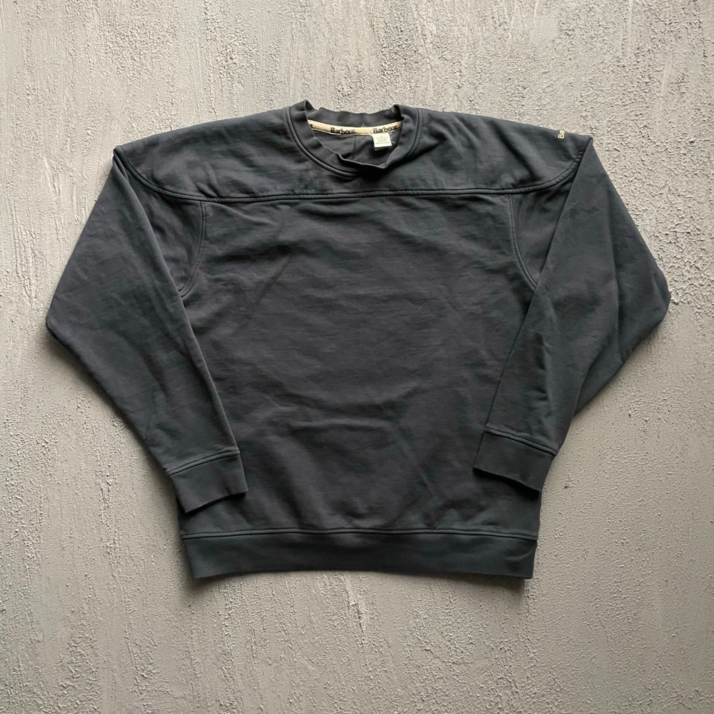 Barbour Shoulder Detail Sweatshirt Mens Medium Black Y2K